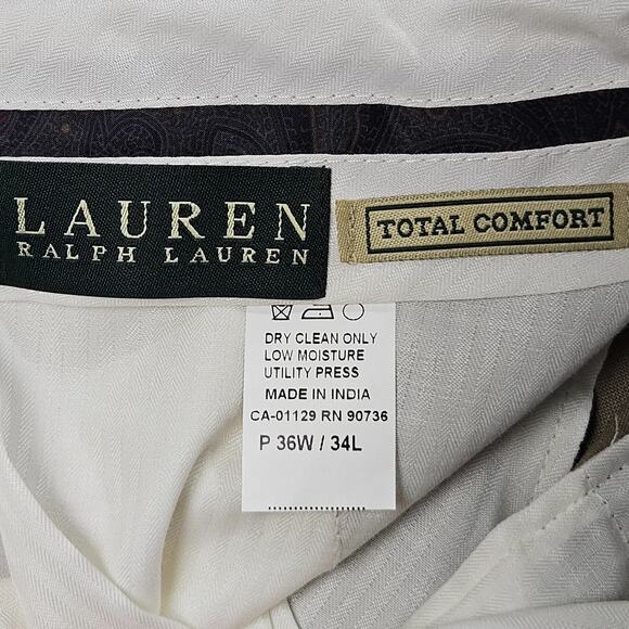 Lauren Ralph Lauren Dress Pants Men 36x34 Khaki‎ Total Comfort Classic Fit - Picture 3 of 6